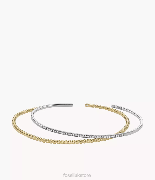 Jewelry 2N02H1311 Two-Tone Silver and Gold Women Fossil All Stacked Up Stainless Steel Bracelet Set
