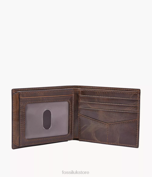Wallet 2N02H1655 Brown Men Fossil Derrick RFID Bifold with Flip ID