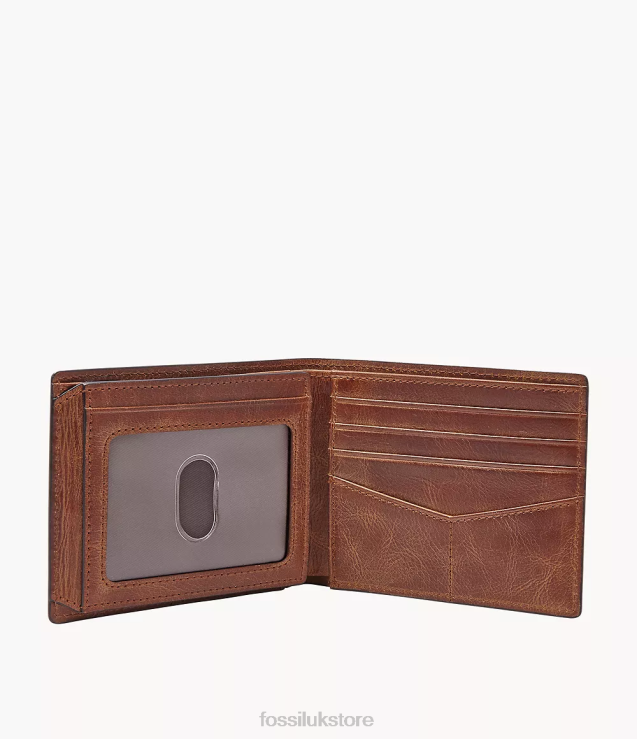 Wallet 2N02H1656 Brown Men Fossil Derrick RFID Flip ID Bifold