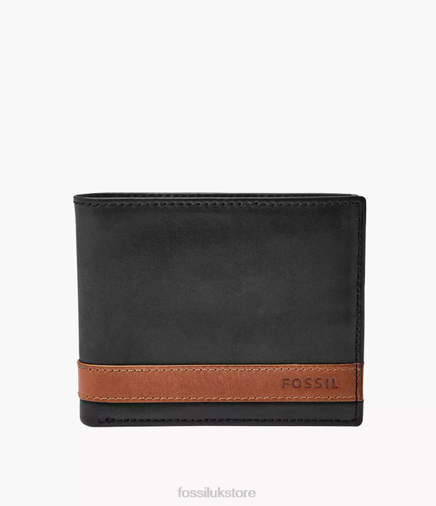 Wallet 2N02H1660 Black Men Fossil Quinn Flip ID Bifold