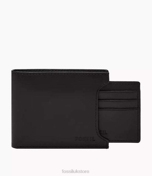 Wallet 2N02H1661 Black Men Fossil Derrick RFID Sliding 2 in 1