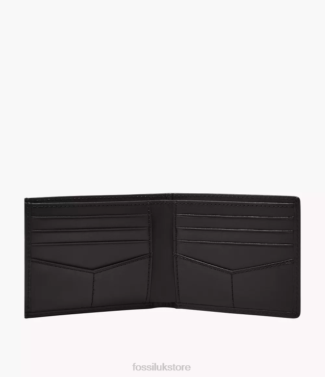 Wallet 2N02H1661 Black Men Fossil Derrick RFID Sliding 2 in 1