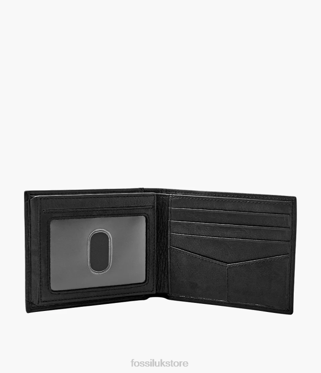 Wallet 2N02H1666 Black Men Fossil Ingram RFID Bifold with Flip ID