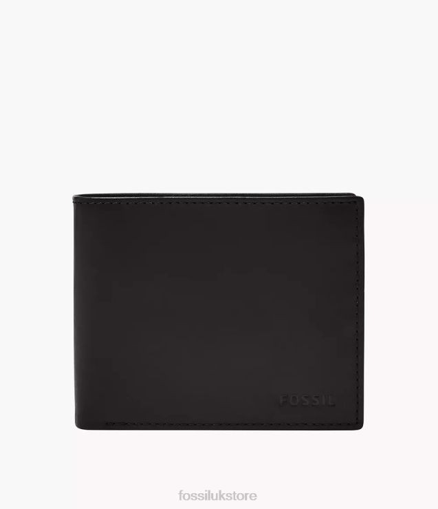 Wallet 2N02H1668 Black Men Fossil Derrick RFID Large Coin Pocket Bifold