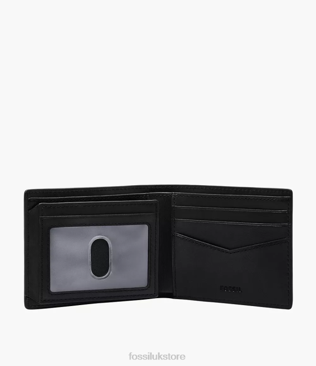 Wallet 2N02H1670 Black Men Fossil Everett Bifold with Flip ID