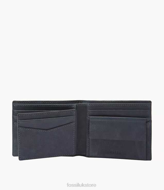 Wallet 2N02H1695 Navy Men Fossil Everett Large Coin Pocket Bifold