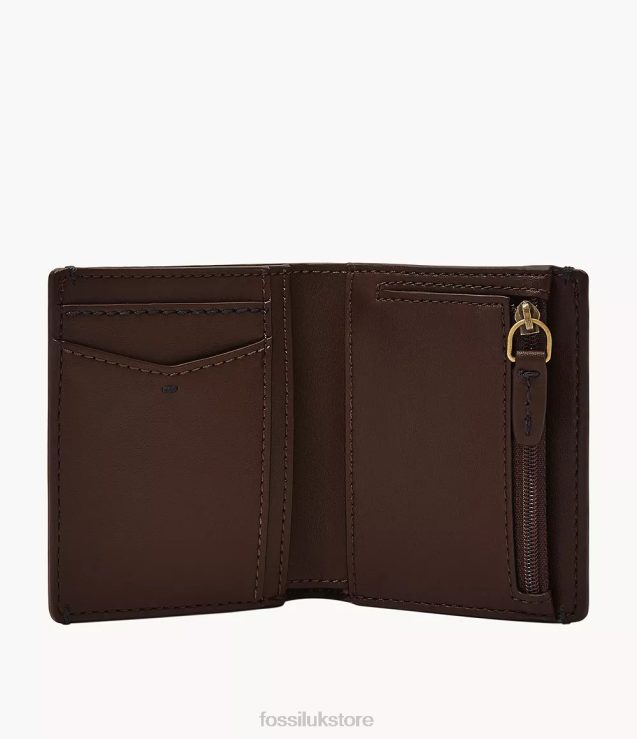 Wallet 2N02H1828 Dark Brown Men Fossil Joshua Coin Pocket Bifold