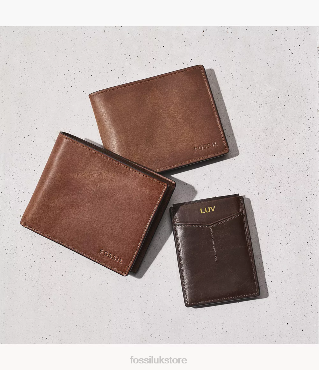 Wallet 2N02H1724 Brown Men Fossil Derrick RFID Magnetic Card Case