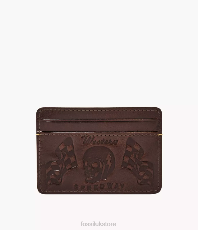 Wallet 2N02H1735 Dark Brown Men Fossil Bronson Card Case