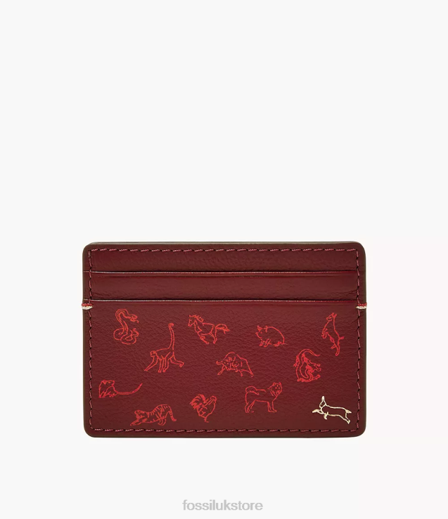 Wallet 2N02H1782 Red Men Fossil Lunar New Year Steven Card Case
