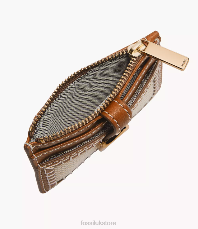 Wallet 2N02H762 Light Brown Women Fossil Vada Zip Card Case