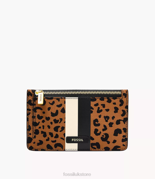 Wallet 2N02H847 Animal Print Women Fossil Logan Zip Card Case