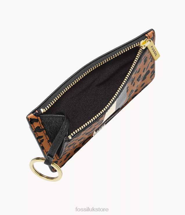 Wallet 2N02H847 Animal Print Women Fossil Logan Zip Card Case