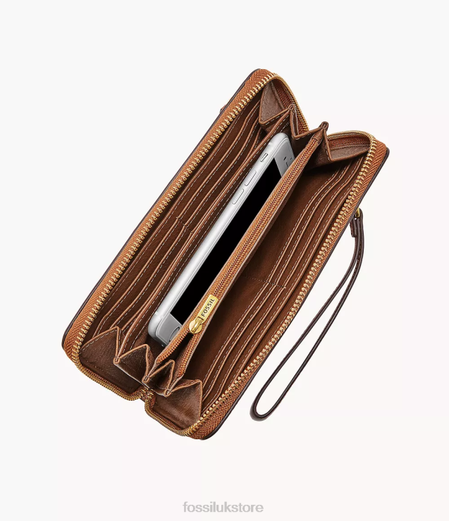 Wallet 2N02H784 Brown Women Fossil Logan RFID Zip Around Clutch