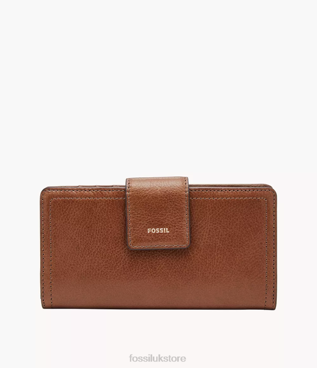 Wallet 2N02H802 Brown Women Fossil Logan RFID Tab Clutch