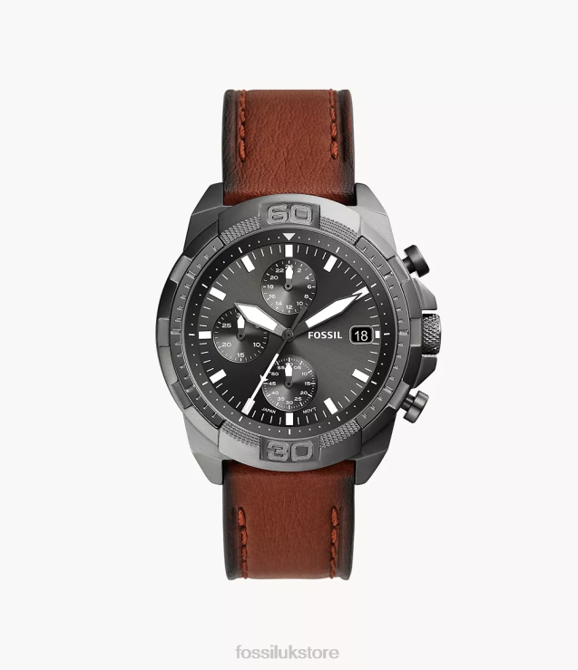 Watch 2N02H1394 Brown Men Fossil Bronson Chronograph LiteHide Leather Watch
