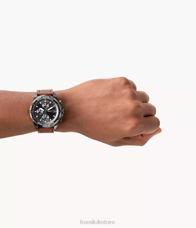 Watch 2N02H1394 Brown Men Fossil Bronson Chronograph LiteHide Leather Watch