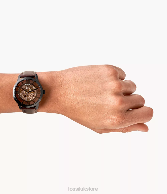 Watch 2N02H1397 Dark Brown Men Fossil Townsman Automatic Leather Watch