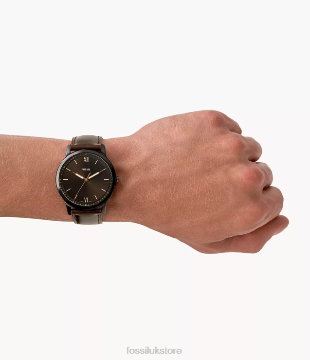 Watch 2N02H1405 Brown Men Fossil Minimalist Three-Hand Leather Watch