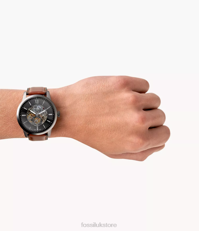 Watch 2N02H1407 Amber Men Fossil Townsman 48mm Automatic Leather Watch