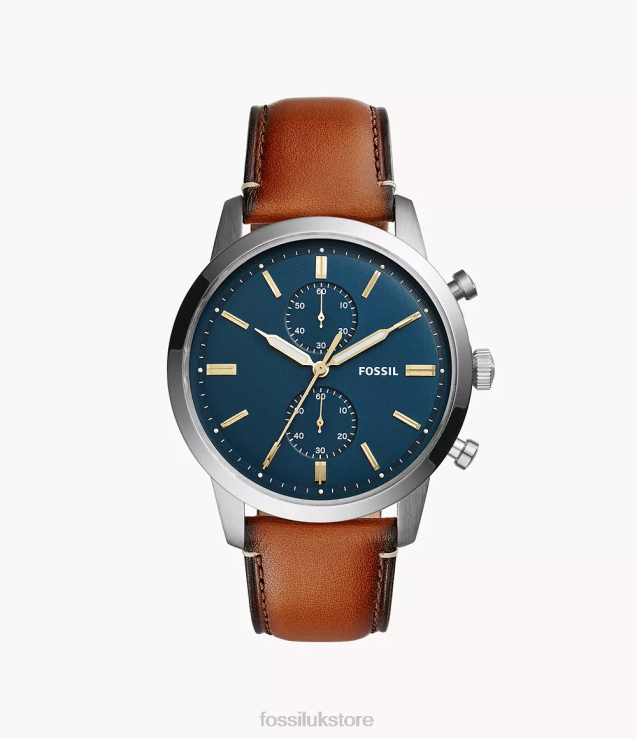 Watch 2N02H1408 Light Brown Men Fossil Townsman 44mm Chronograph Luggage Leather Watch