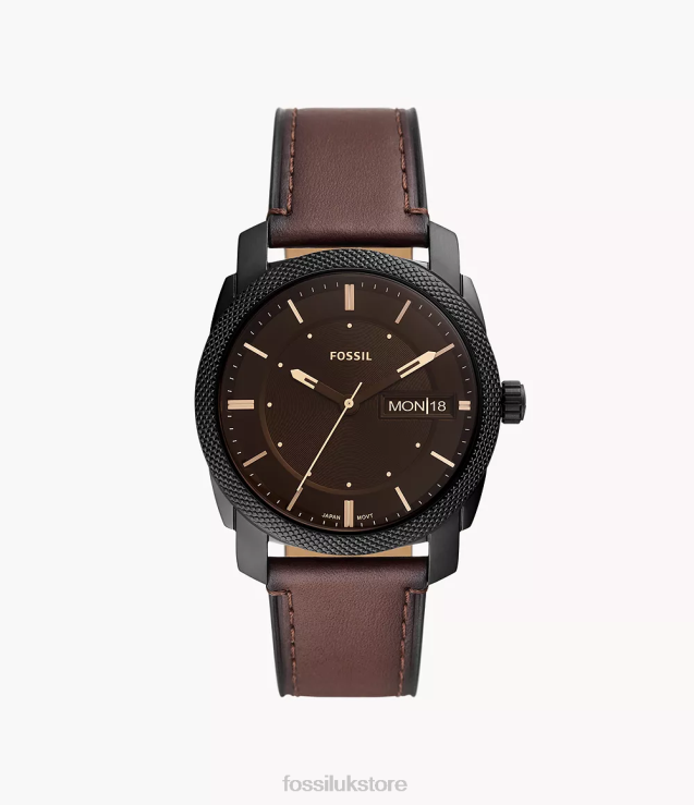 Watch 2N02H1425 Brown Men Fossil Machine Three-Hand Date LiteHide Leather Watch