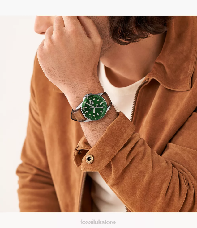 Watch 2N02H1427 Blue Men Fossil Three-Hand Date LiteHide Leather Watch