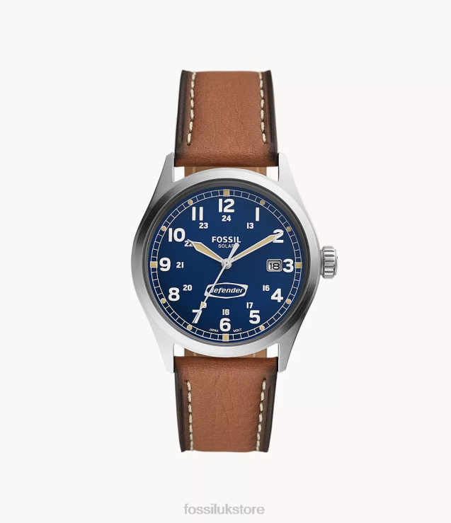 Watch 2N02H1429 Luggage Men Fossil Defender Solar-Powered LiteHide Leather Watch