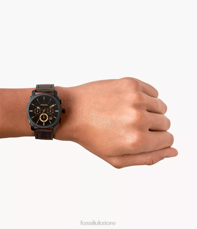 Watch 2N02H1435 Brown Men Fossil Machine Mid-Size Chronograph Leather Watch