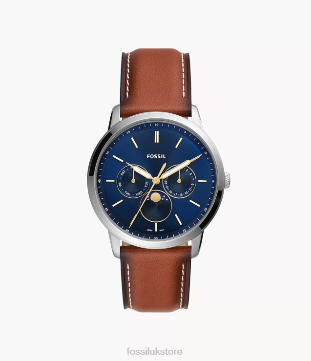 Watch 2N02H1438 Brown Men Fossil Neutra Moonphase Multifunction LiteHide Leather Watch