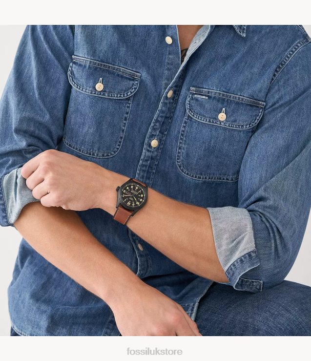 Watch 2N02H1443 Luggage Men Fossil Defender Solar-Powered Leather Watch