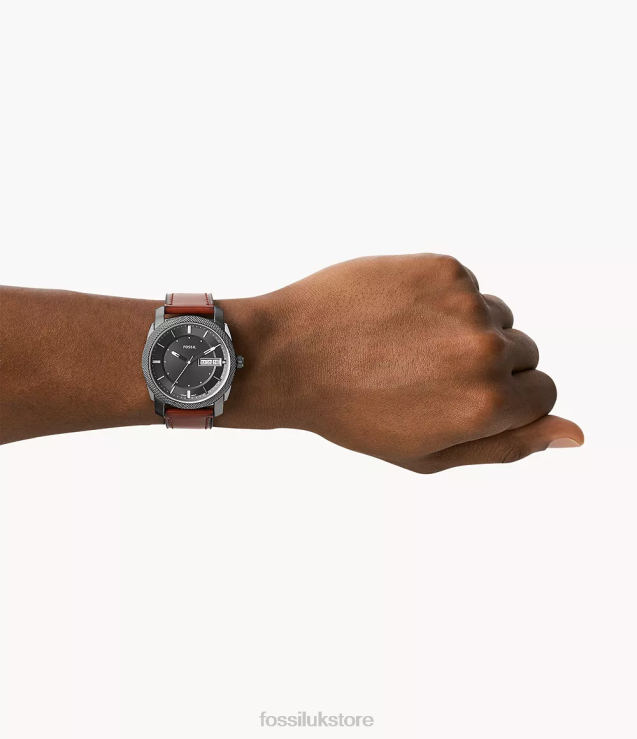 Watch 2N02H1444 Brown Men Fossil Machine Three-Hand Date LiteHide Leather Watch