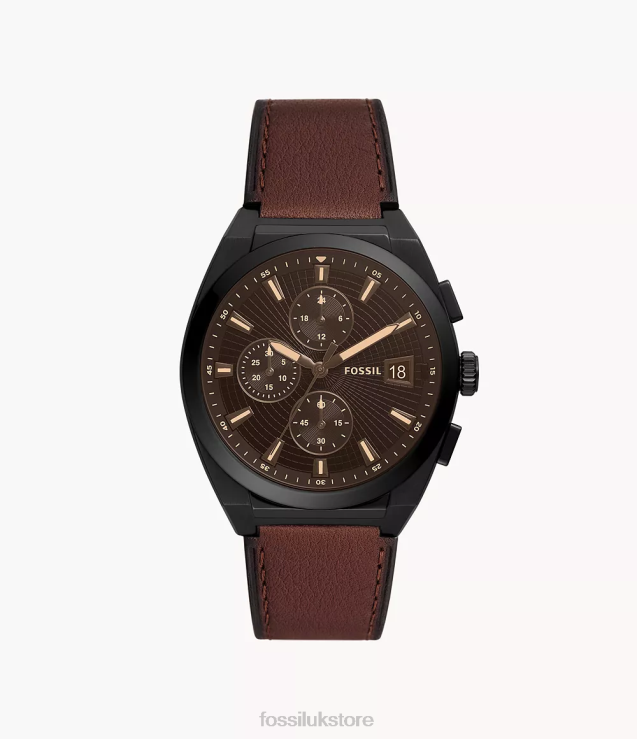 Watch 2N02H1447 Brown Men Fossil Everett Chronograph LiteHide Leather Watch