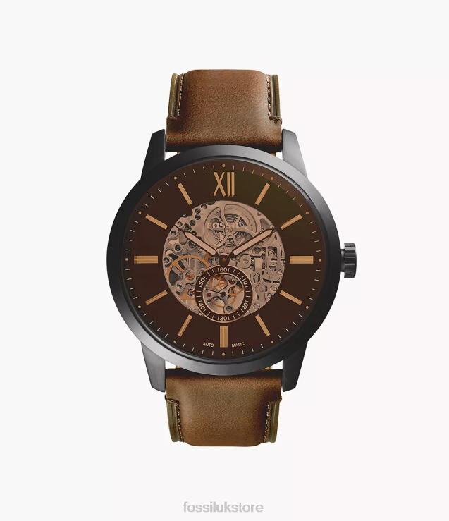 Watch 2N02H1448 Brown Men Fossil Townsman 48mm Automatic Leather Watch