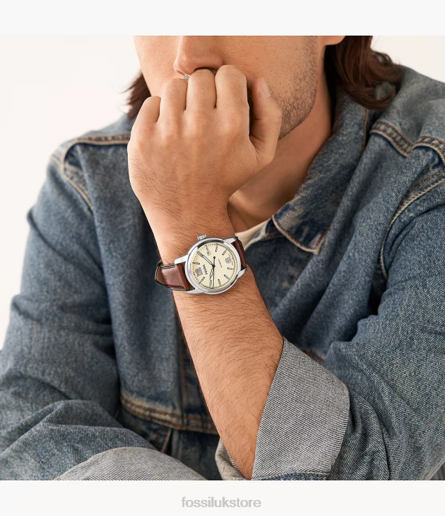 Watch 2N02H1454 Brown Men Fossil Heritage Automatic LiteHide Leather Watch