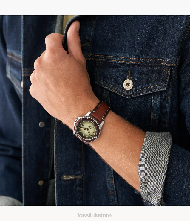 Watch 2N02H1573 Blue Men Fossil Three-Hand Date LiteHide Leather Watch