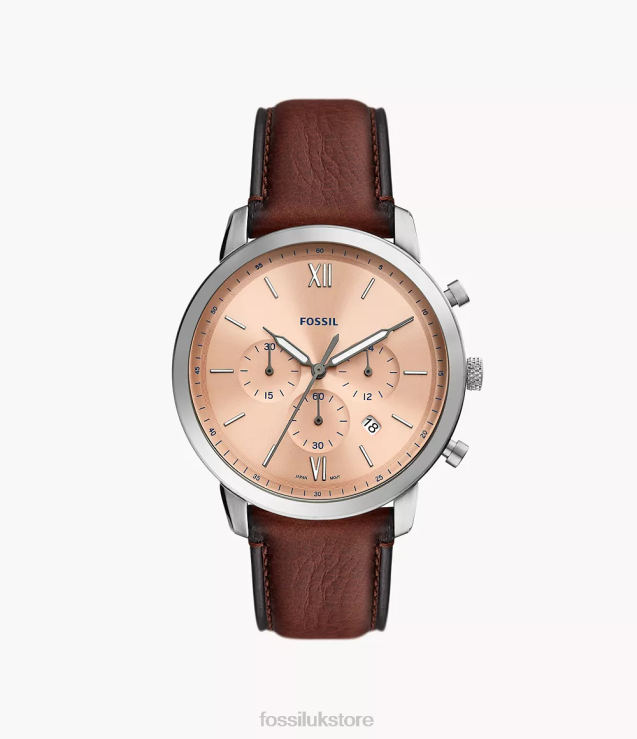 Watch 2N02H1603 Medium Brown Men Fossil Neutra Chronograph LiteHide Leather Watch
