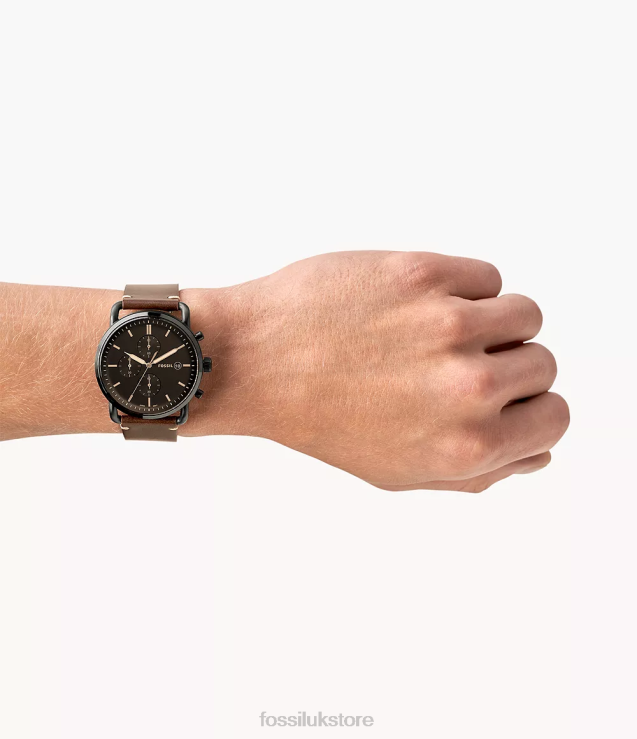 Watch 2N02H1607 Brown Men Fossil The Commuter Chronograph Leather Watch