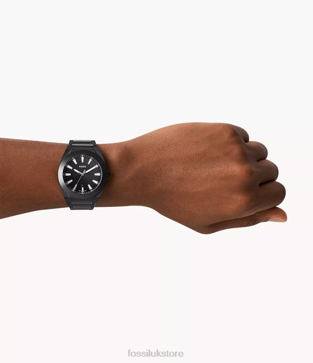 Watch 2N02H1600 Black Men Fossil Everett Three-Hand Date Ceramic Watch