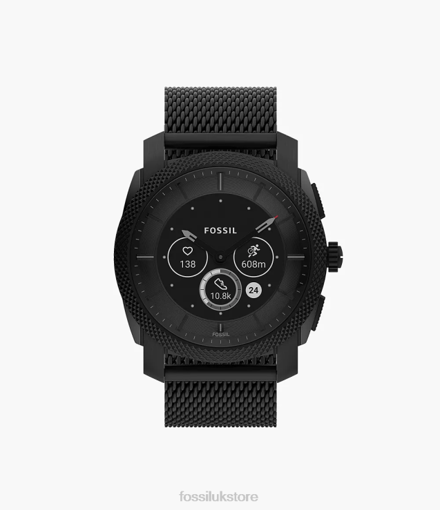 Watch 2N02H1330 Black Men Fossil Machine Gen 6 Hybrid Smartwatch Stainless Steel