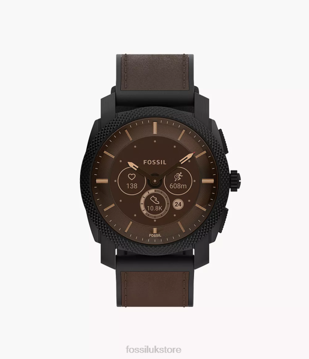 Watch 2N02H1334 Dark Brown Men Fossil Machine Gen 6 Hybrid Smartwatch Leather