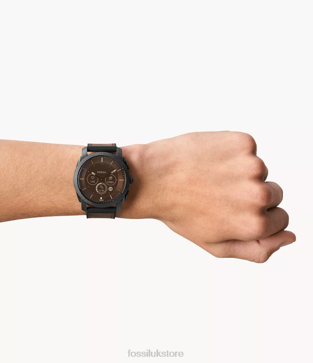 Watch 2N02H1334 Dark Brown Men Fossil Machine Gen 6 Hybrid Smartwatch Leather