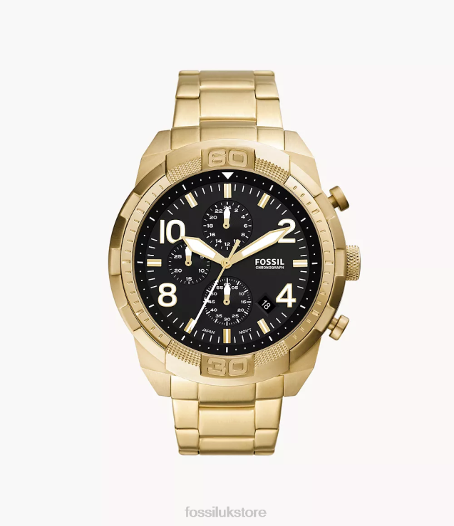 Watch 2N02H1339 Gold-Tone Men Fossil Bronson Chronograph Stainless Steel Watch