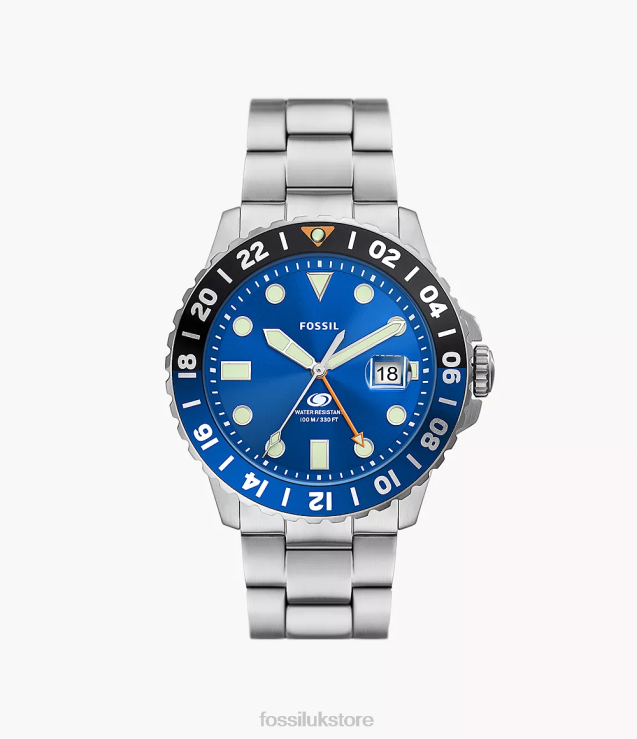 Watch 2N02H1348 Blue Men Fossil GMT Stainless Steel Watch
