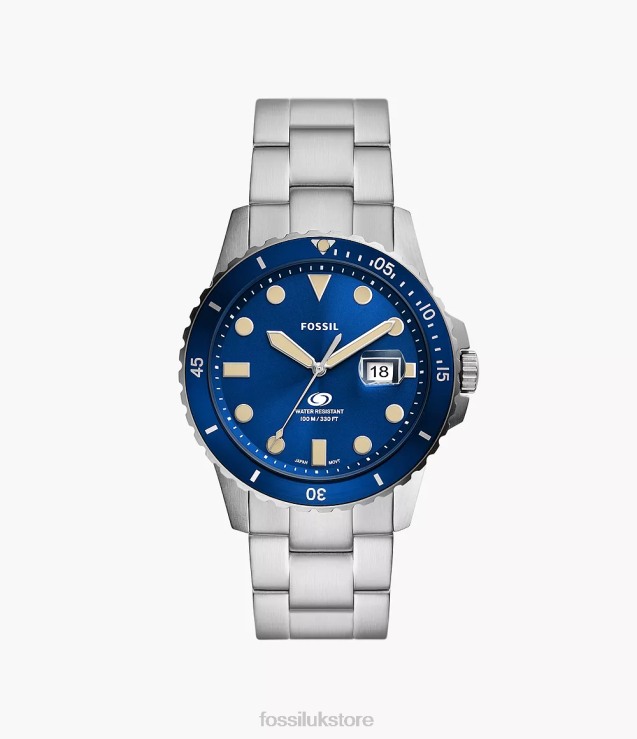 Watch 2N02H1357 Blue Men Fossil Three-Hand Date Stainless Steel Watch