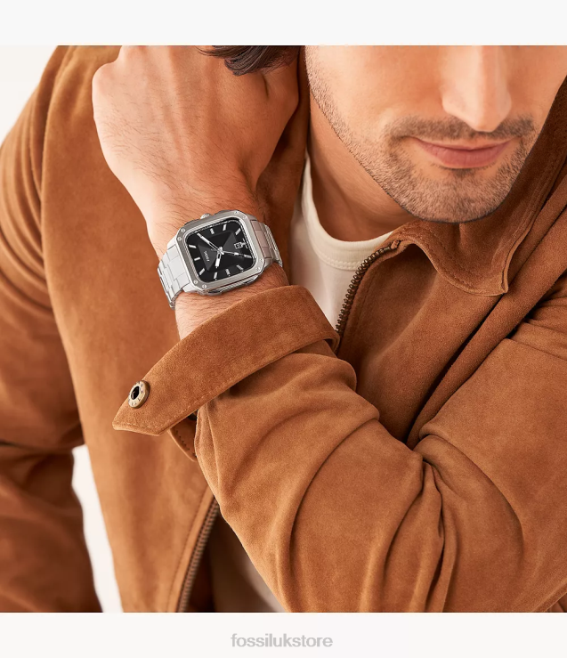 Watch 2N02H1366 Silver-Tone Men Fossil Inscription Three-Hand Date Stainless Steel Watch