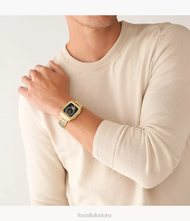 Watch 2N02H1375 Gold-Tone Men Fossil Inscription Automatic Stainless Steel Watch