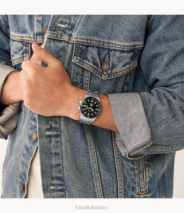 Watch 2N02H1378 Blue Men Fossil Three-Hand Date Stainless Steel Watch