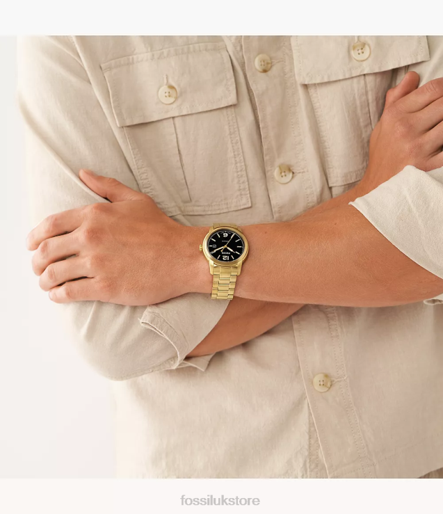 Watch 2N02H1382 Gold-Tone Men Fossil Heritage Automatic Stainless Steel Watch