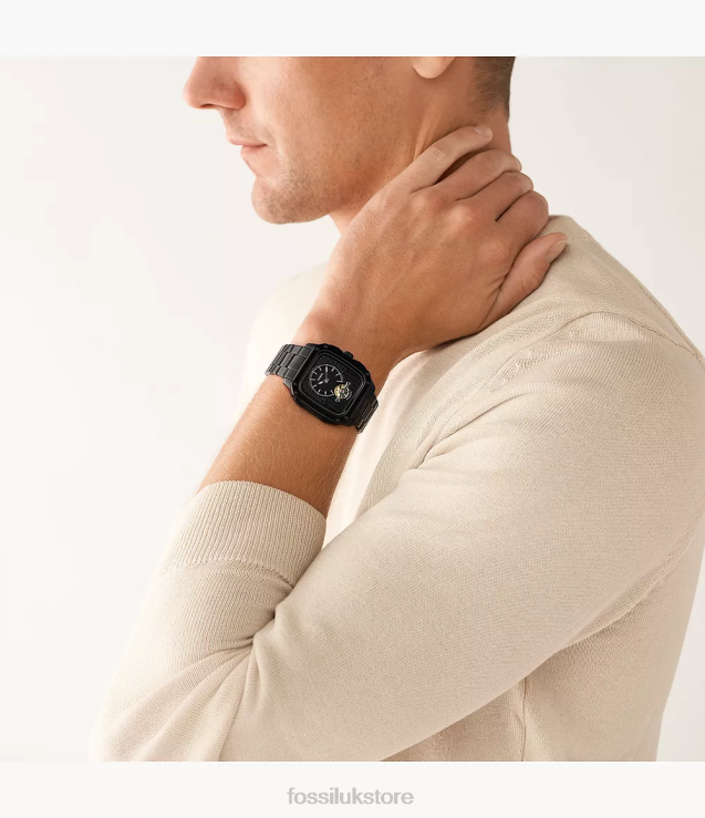 Watch 2N02H1387 Black Men Fossil Inscription Automatic Stainless Steel Watch